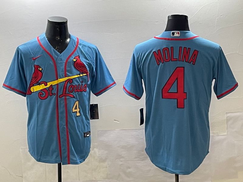 Men St.Louis Cardinals #4 Molina Light Blue Game 2025 Nike MLB Jersey style 2